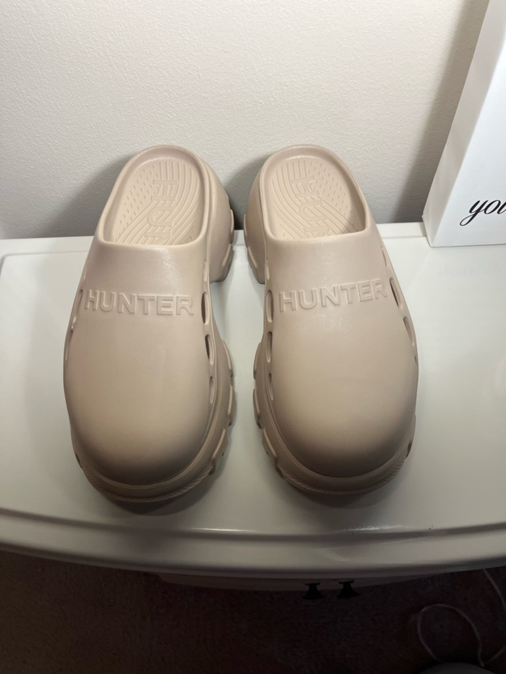 Hunter Women’s Water Friendly Lightweight Slip-On Clogs in Light Tan